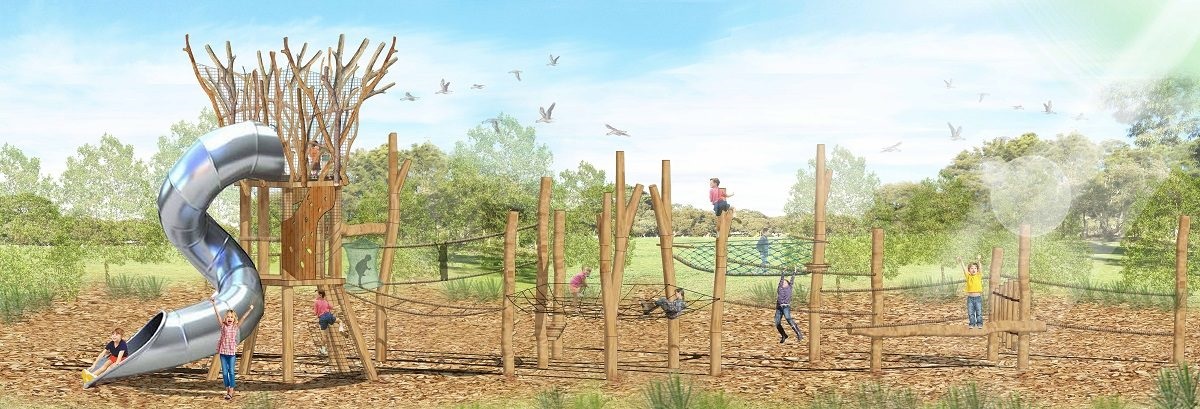 Artist impressions of the Wilfred Taylor Reserve nature playspace.