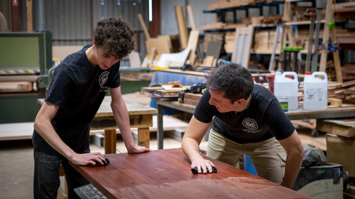 Matt Sarre and his son Micah custom-make furniture from Australian hardwood for customers who want something unique.