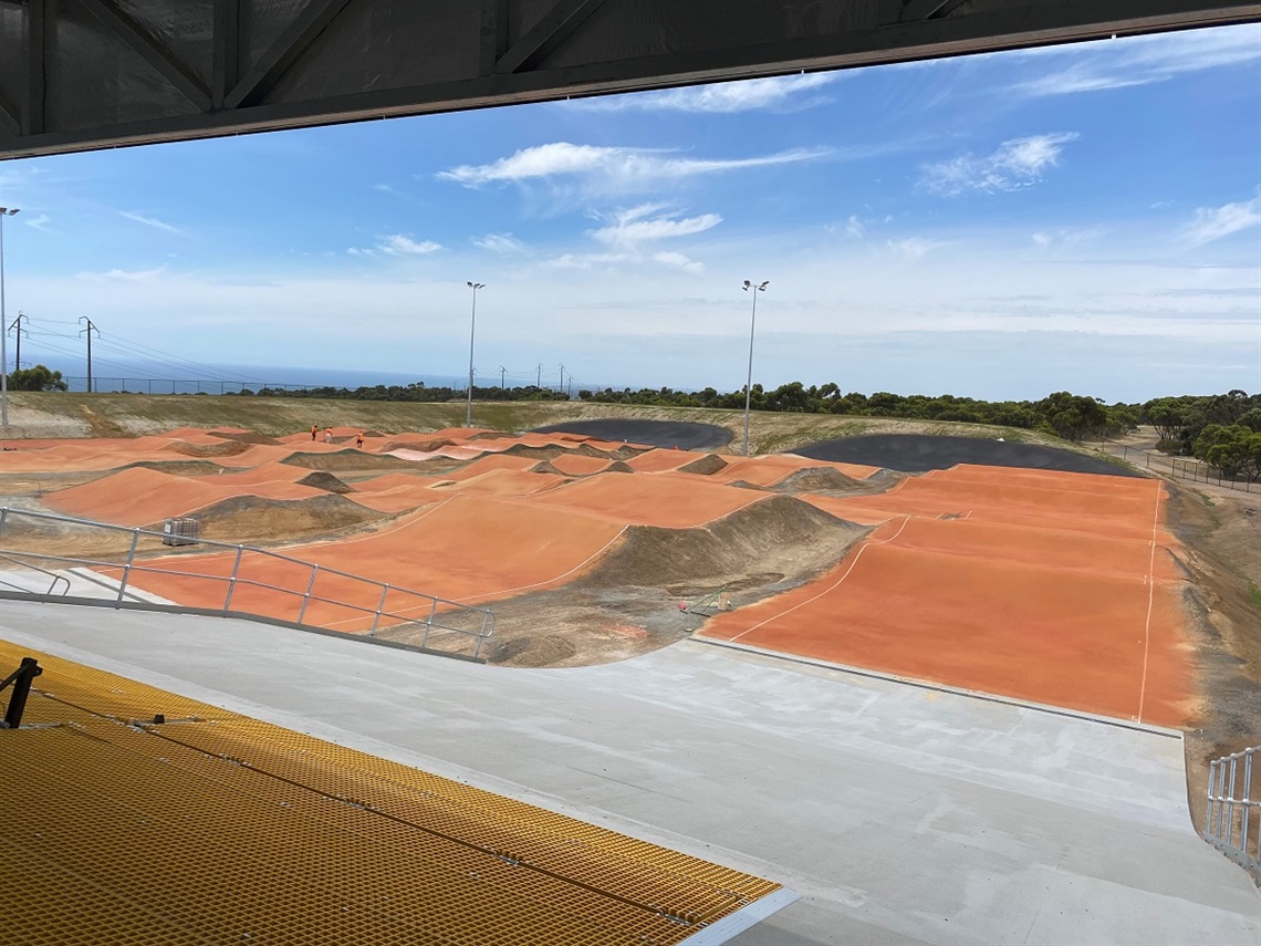 A view from atop a ramp at the new Sam Willoughby BMX track.