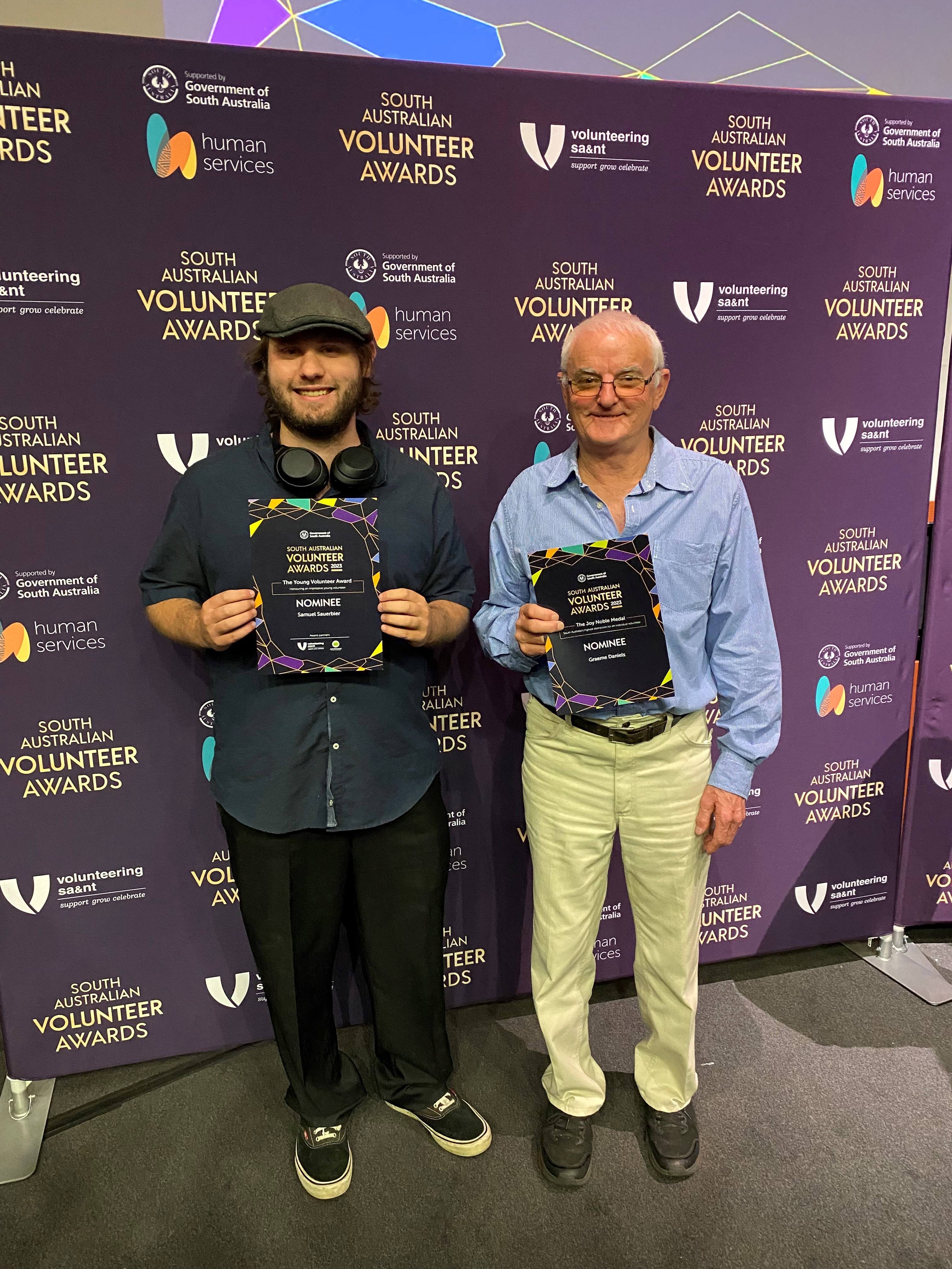 5 Sam Sauerbier on the left and Graeme Daniels on the right at the SA Volunteer State Awards Ceremony.jpg
