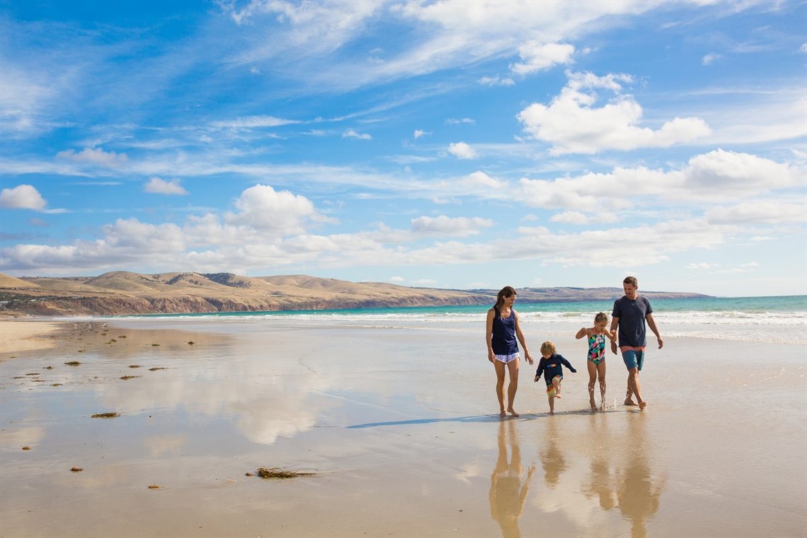 Family at Silver Sands beach