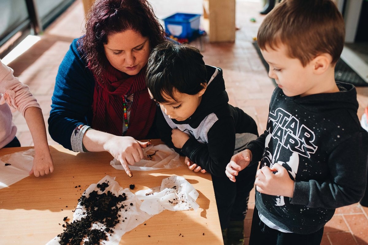 Kids getting involved in the Mad About Worms educational program.
