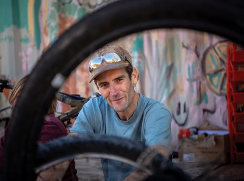 Pedro Rowley is one of the many people who volunteer their time and skills to make the Aldinga Bike Kitchen a valuable community asset.