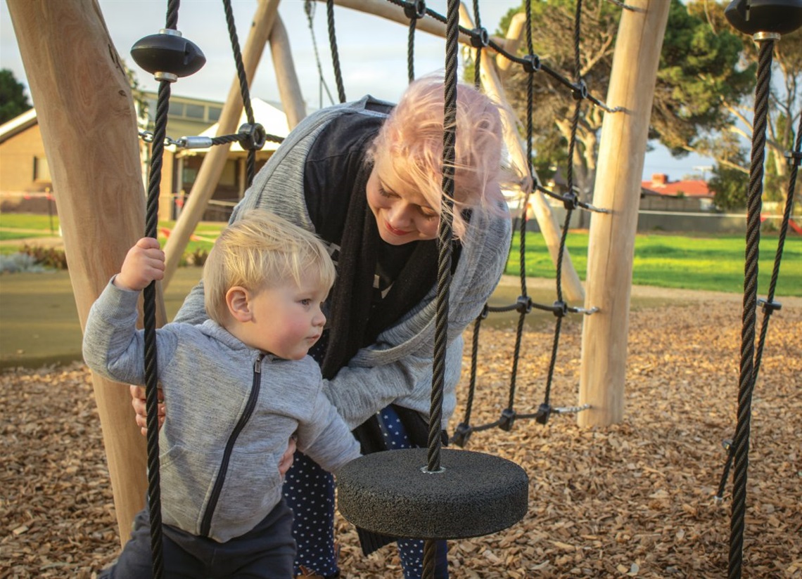 Adele and son Robbie at the newly-upgraded Karawatha Reserve