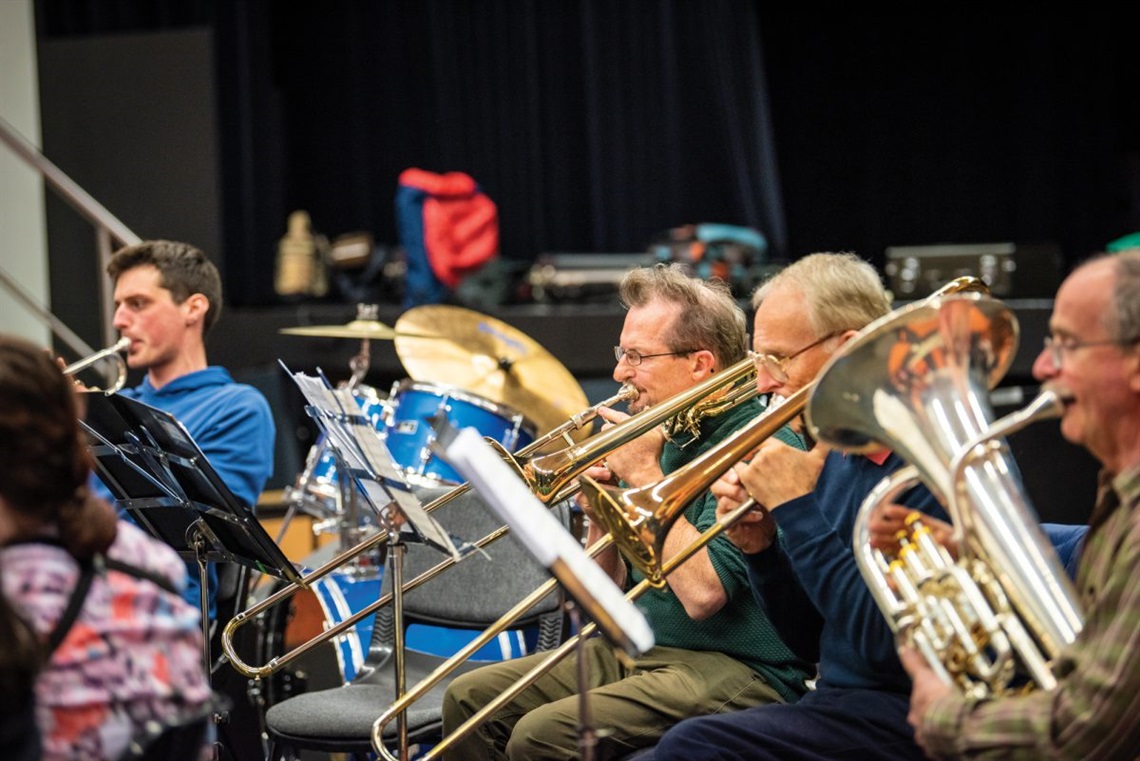 The city’s concert band rehearses most Friday nights throughout the year.