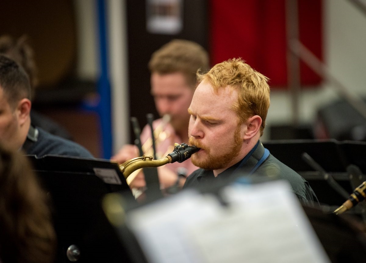 The city’s concert band rehearses most Friday nights throughout the year.