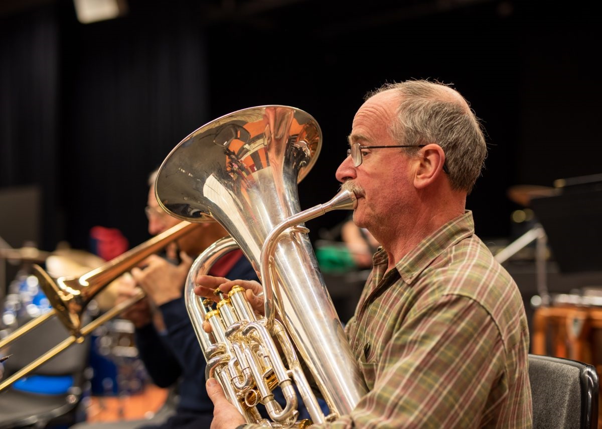 The city’s concert band rehearses most Friday nights throughout the year.