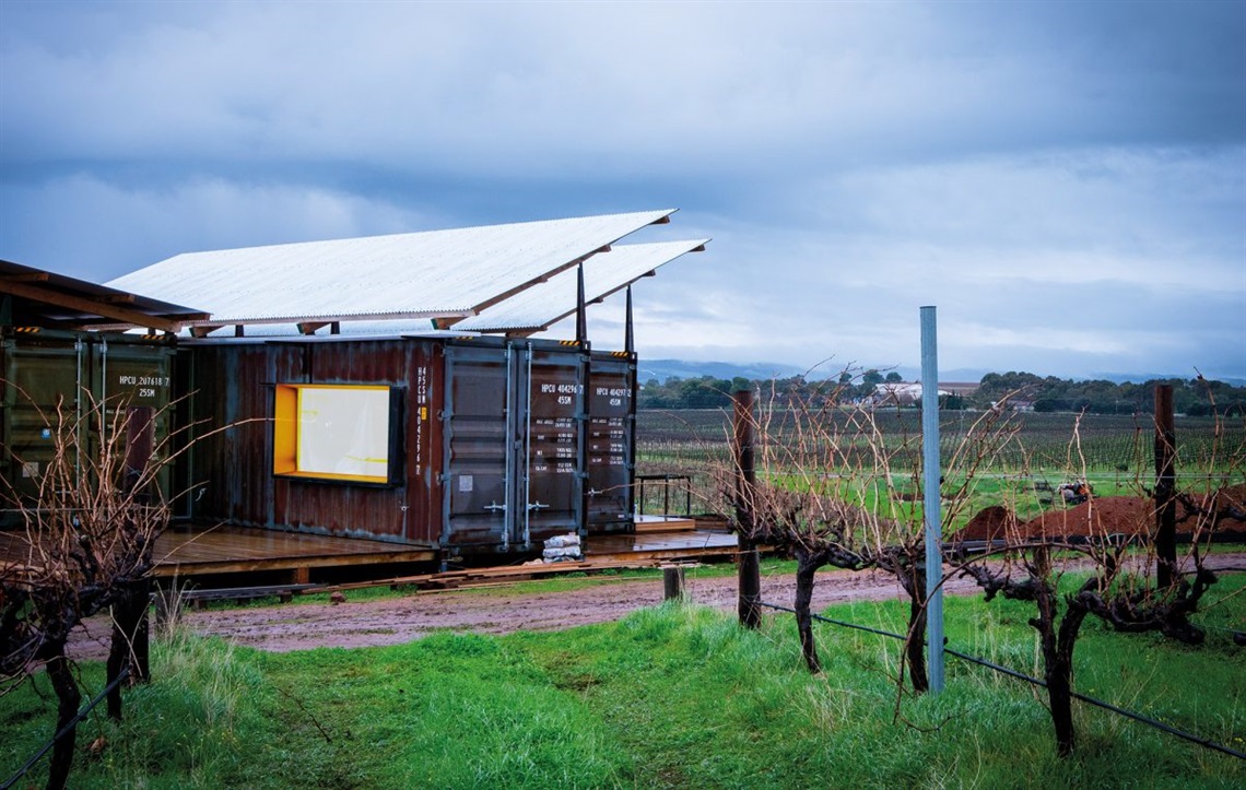 The bespoke cellar door during construction