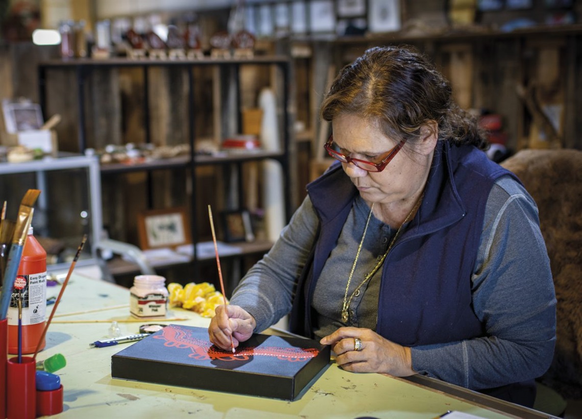 Artist Micky Barlow in her studio