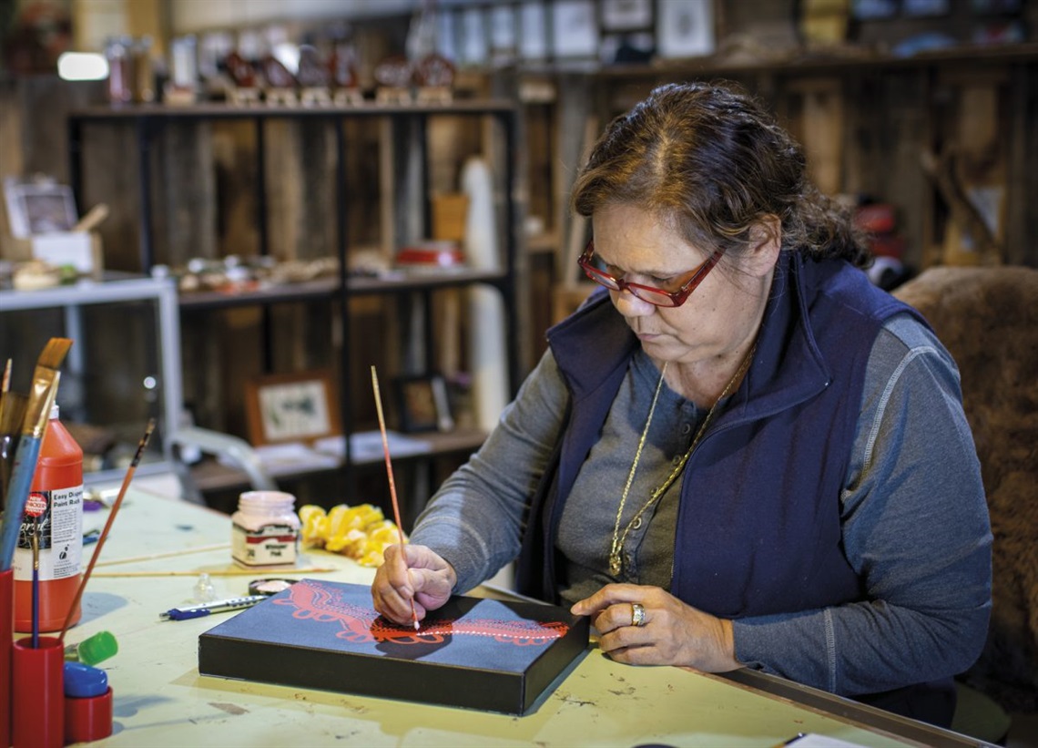 Artist Micky Barlow in her studio