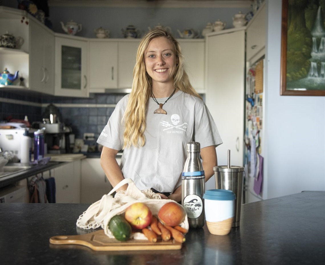 Environmentalist, Mariah Appleby, strives to reduce her dependence on plastic; a selection of alternative products.