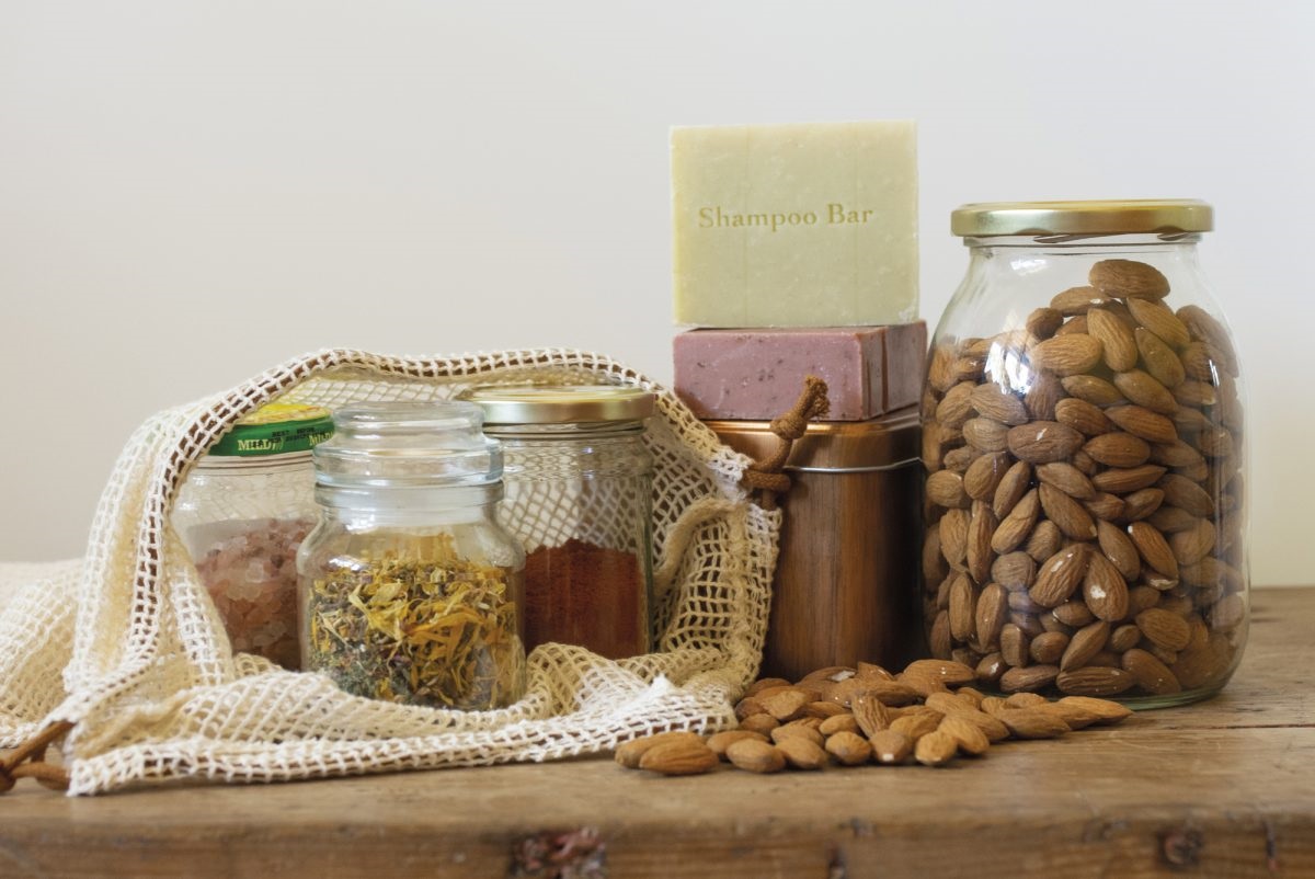 Environmentalist, Mariah Appleby, strives to reduce her dependence on plastic; a selection of alternative products.