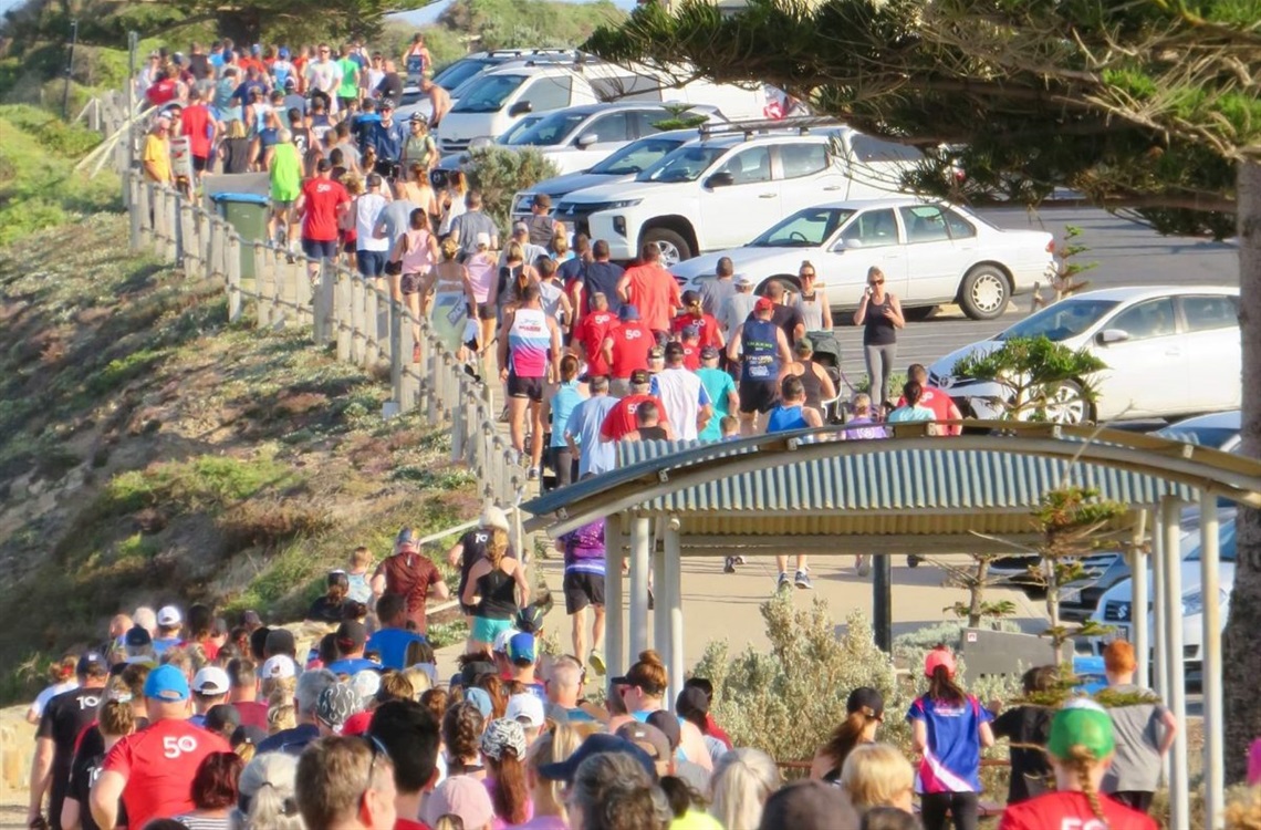 Onkaparinga Parkrun participants on New Year's Day.