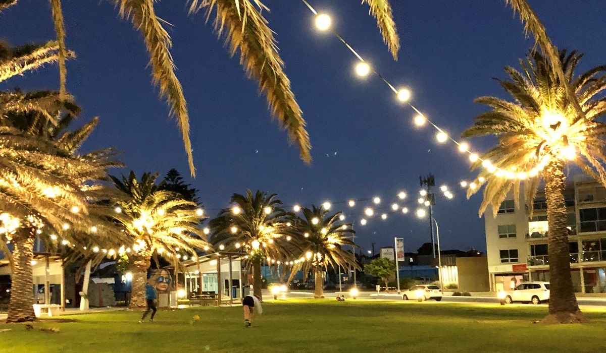 Scenes from last year's Onkaparinga Summer series, and the lights ready to go at Rotary Park.