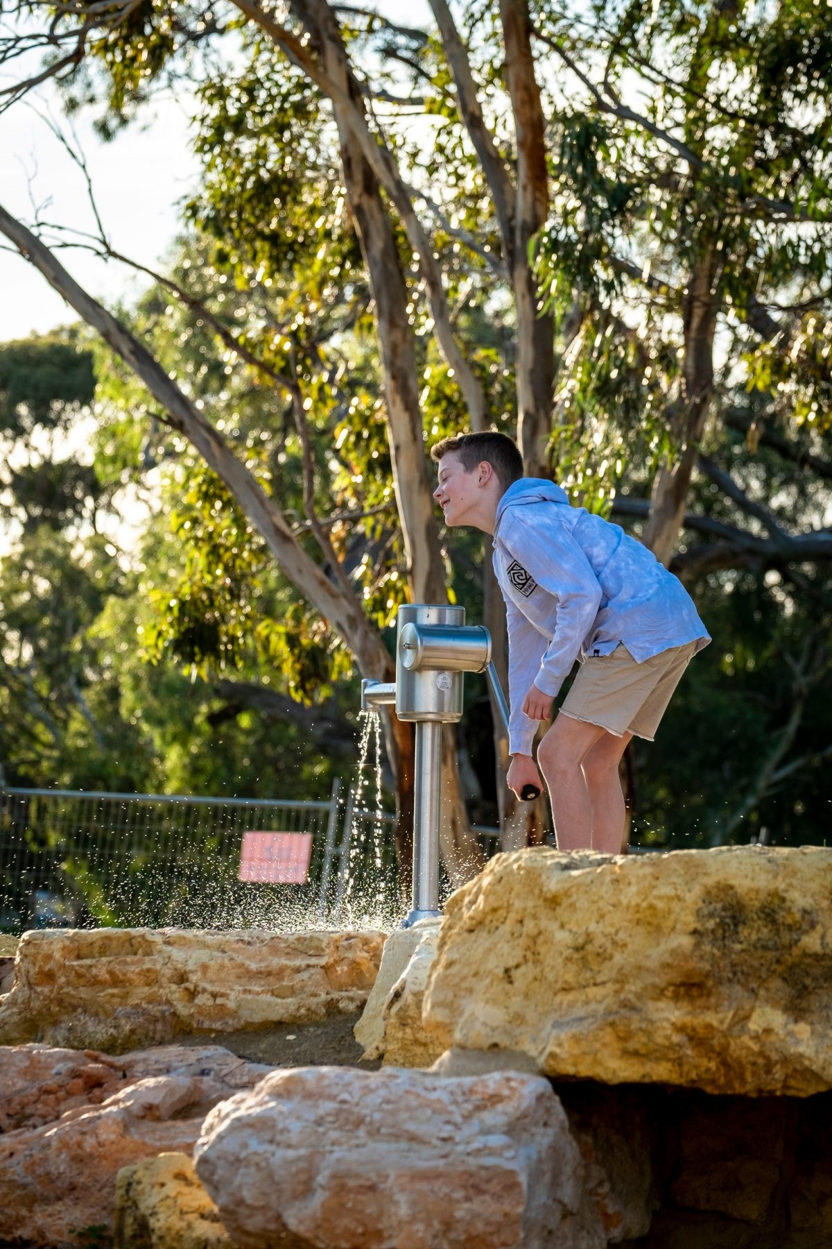 Jai enjoys the Hills to Beach creative play area