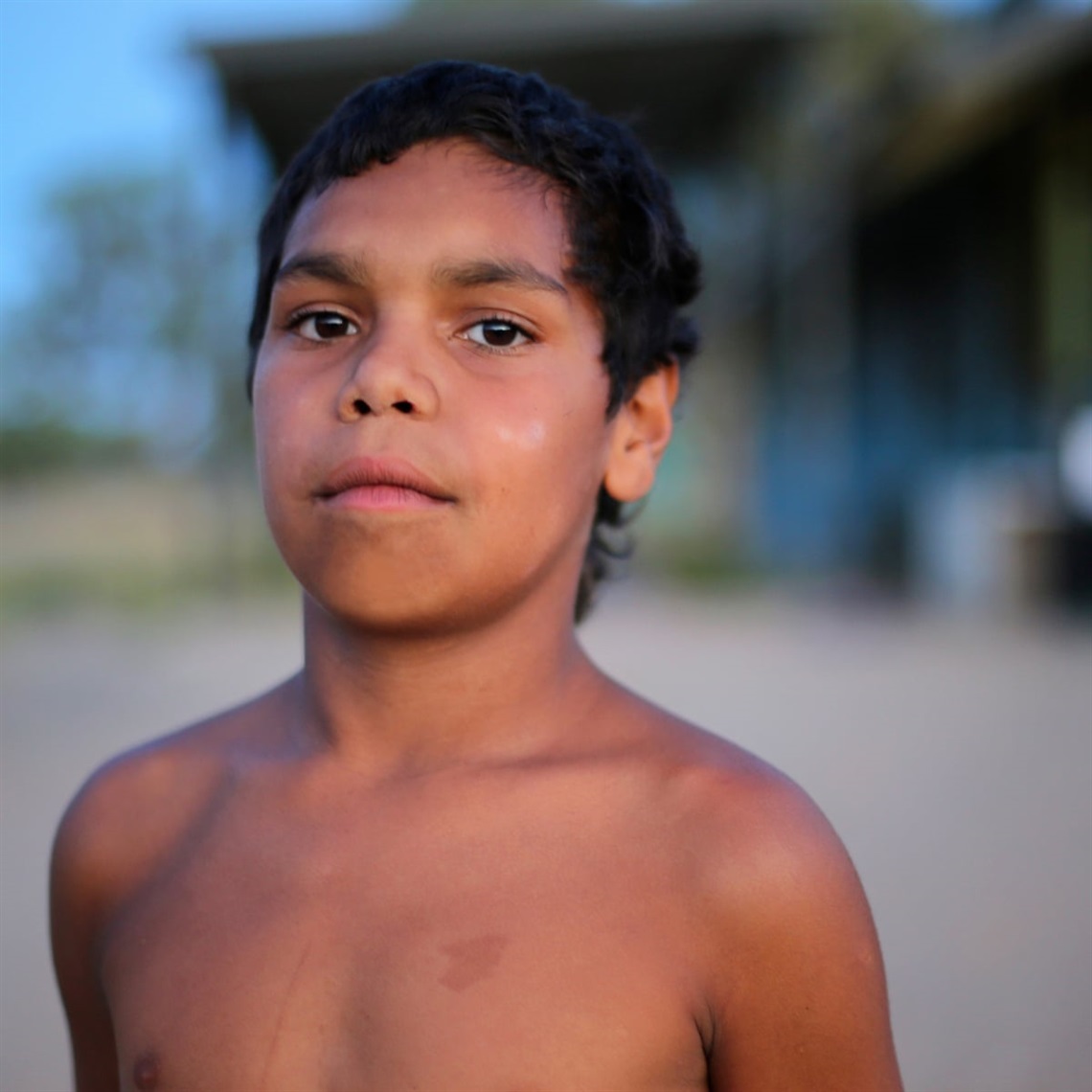 The 10-year-old child-healer, hunter and speaker of three languages, Dujuan, from the film 'In My Blood It Runs'.