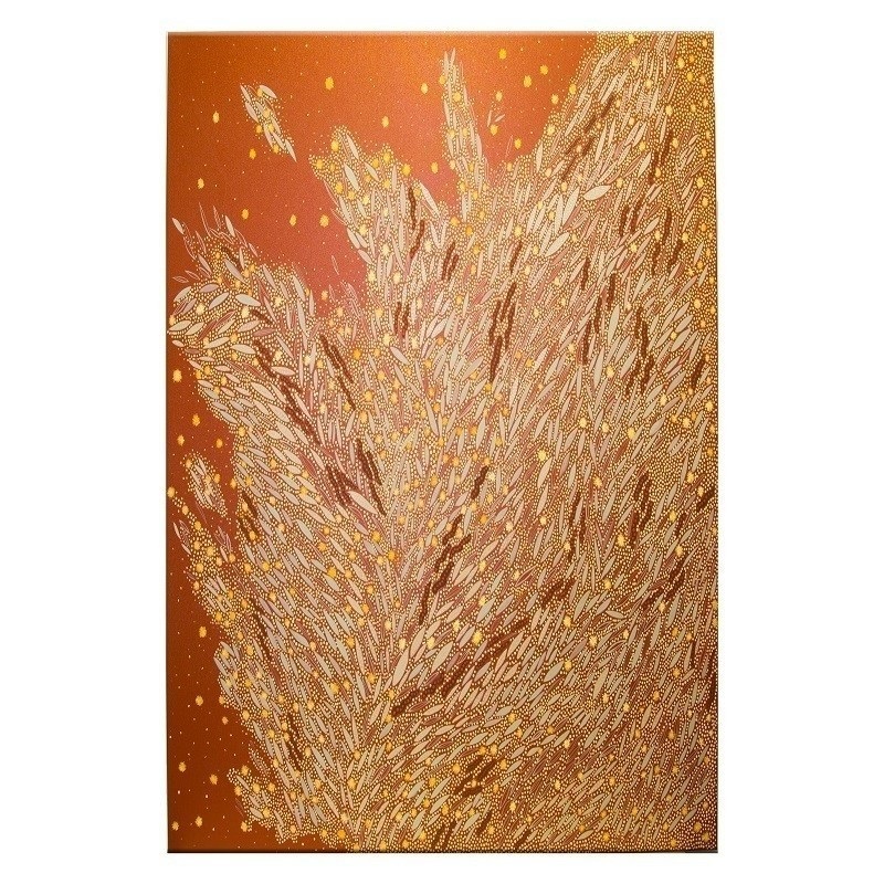 A work by Kokatha artist Micky Barlow from her Living on Country exhibition.