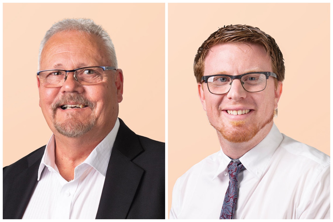 Smiling portrait photos of South Coast Ward councillors Richard Peat and Simon McMahon.