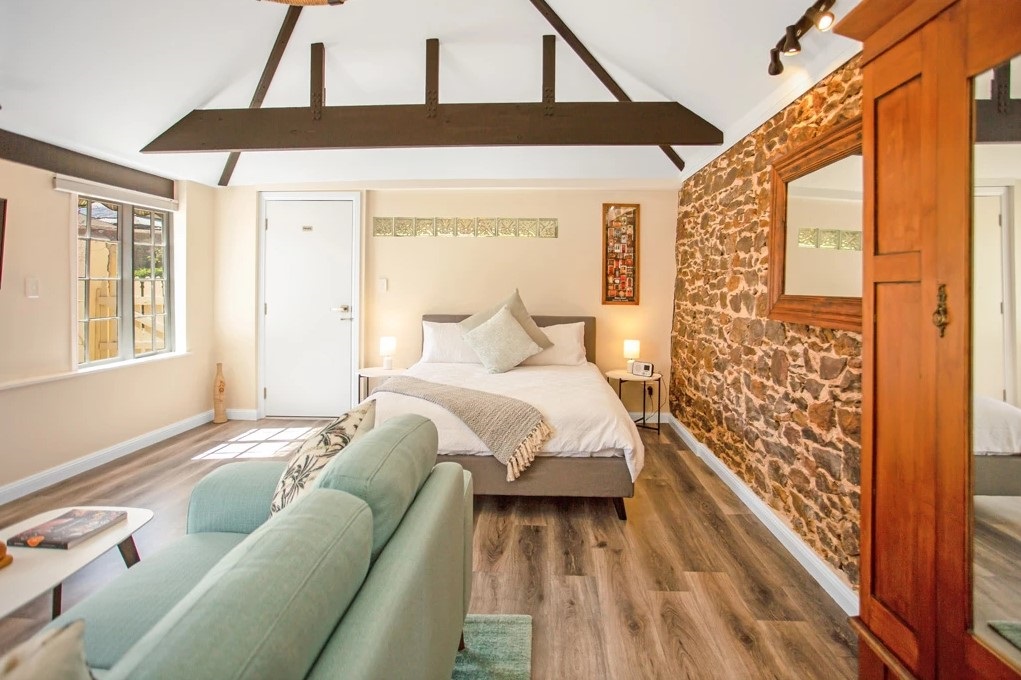 A view of the bedroom in the bed and breakfast at Chapman Avenue, Willunga.