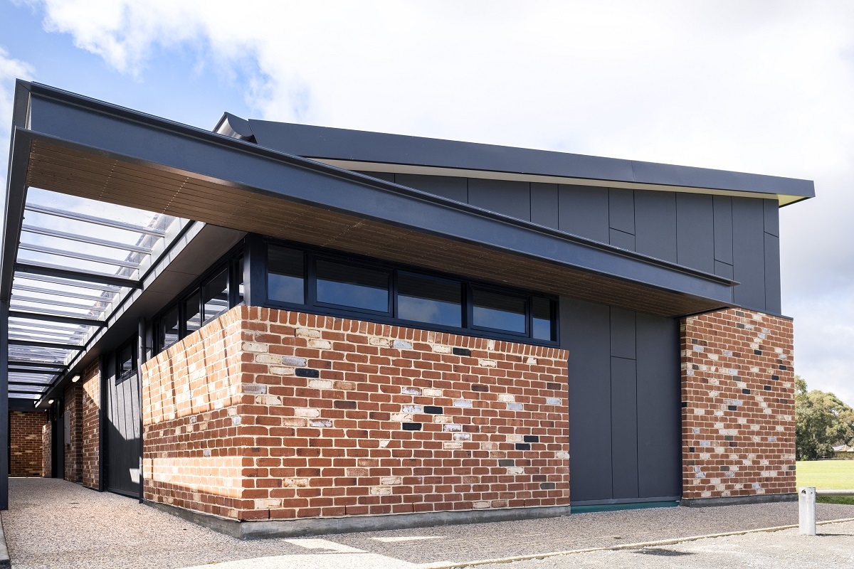 An external view of the new Hackham unisex changeroom facilities
