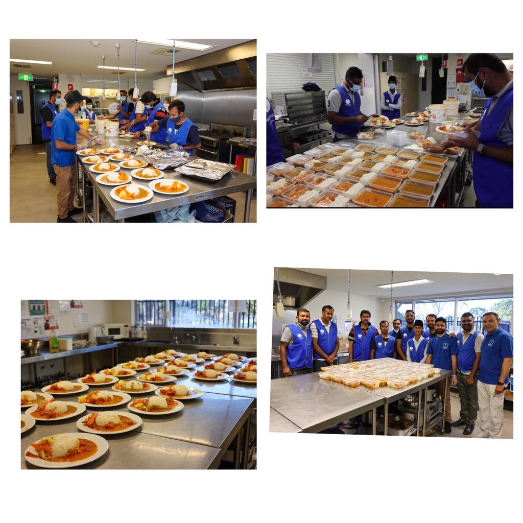 Muslim members of Humanity First preparing meals for those in need at Christie Downs Community House.