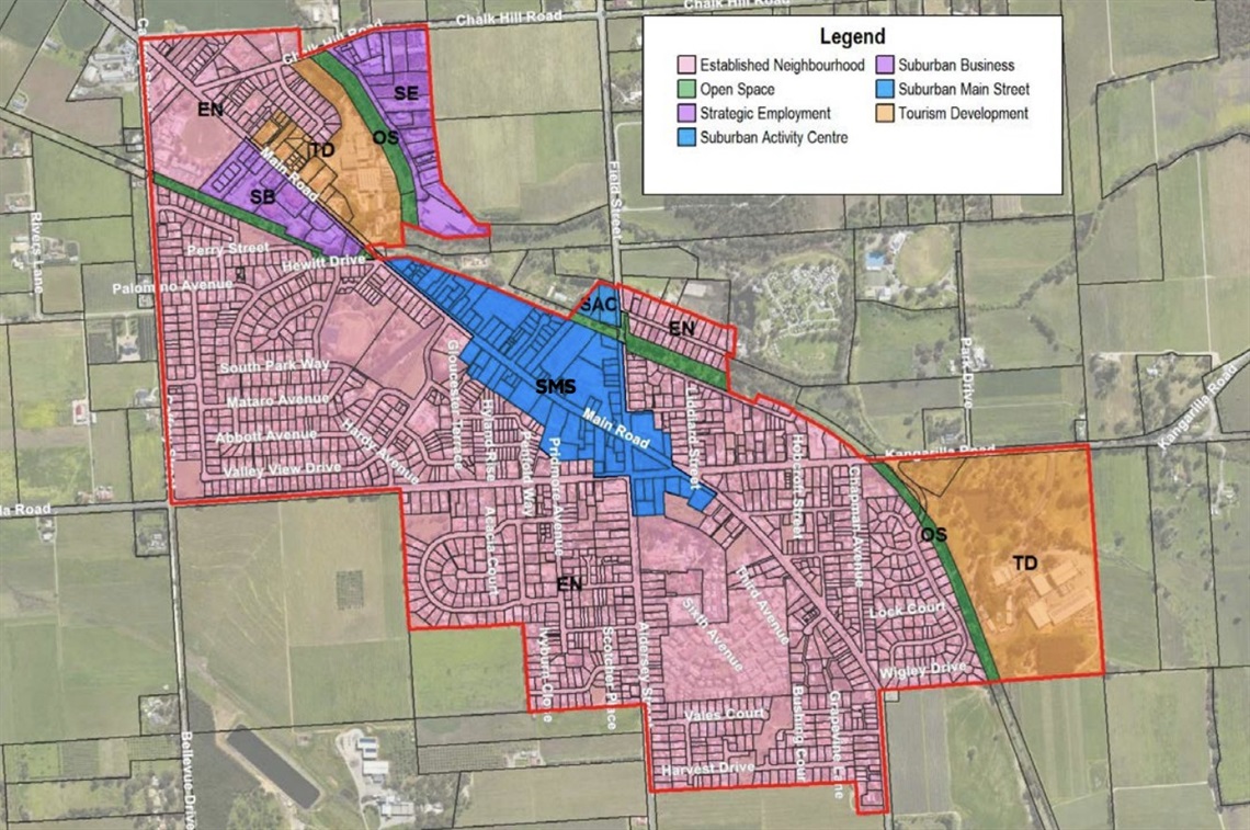A map of the McLaren Vale township.