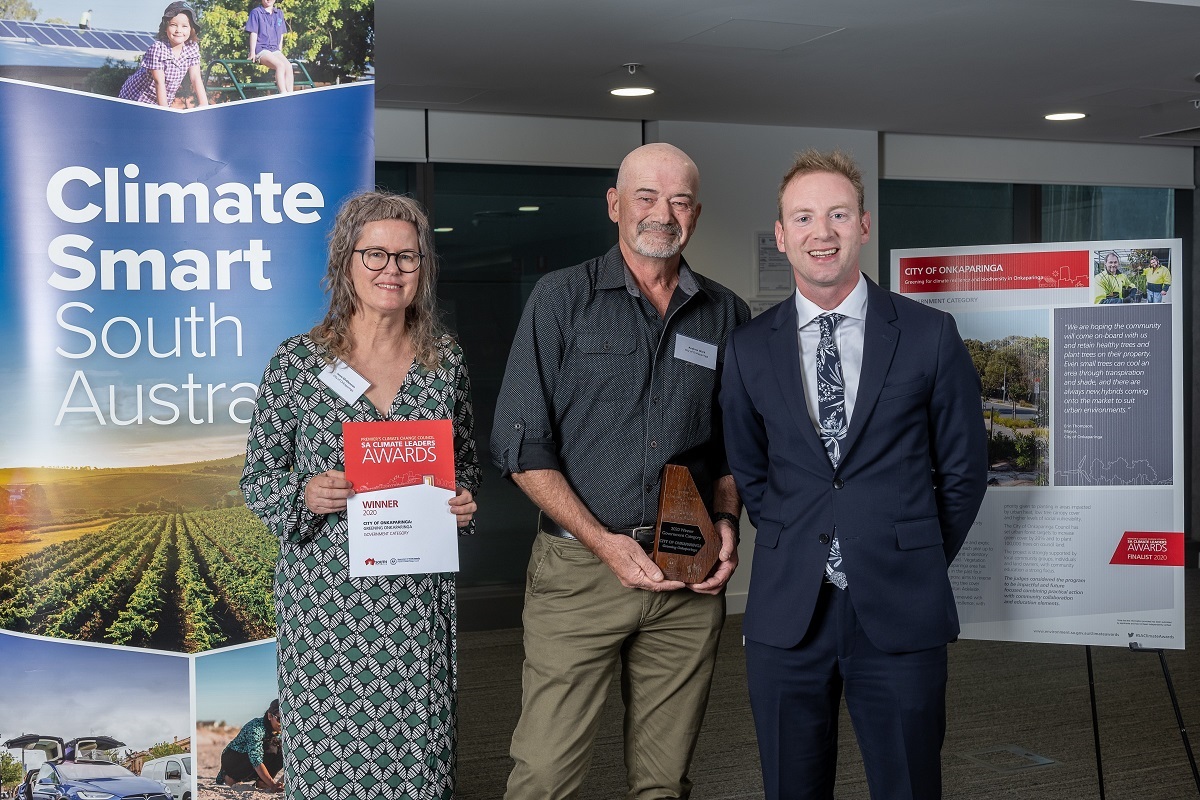 City of Onkaparinga's Jenni Mcglennon accepting a climate award.