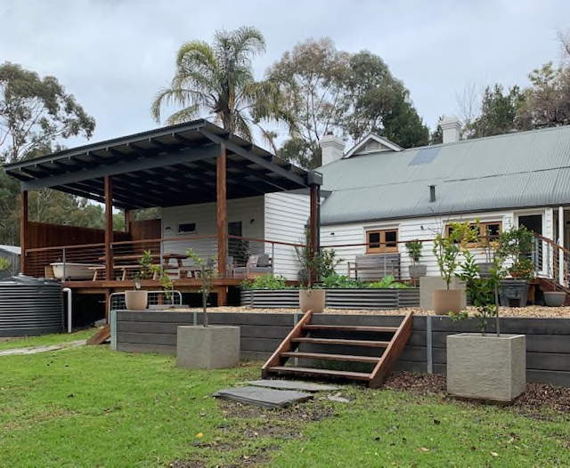 A photo of the backyard and the back of the property at 85 St Johns Terrace, Willunga.