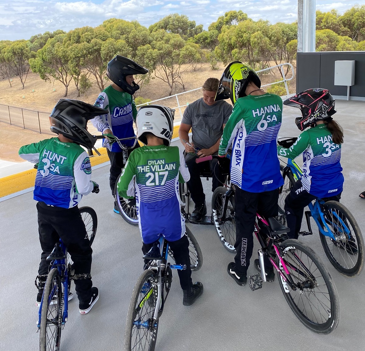Sam Willoughby signing autographs for local BMX riders at the new track.