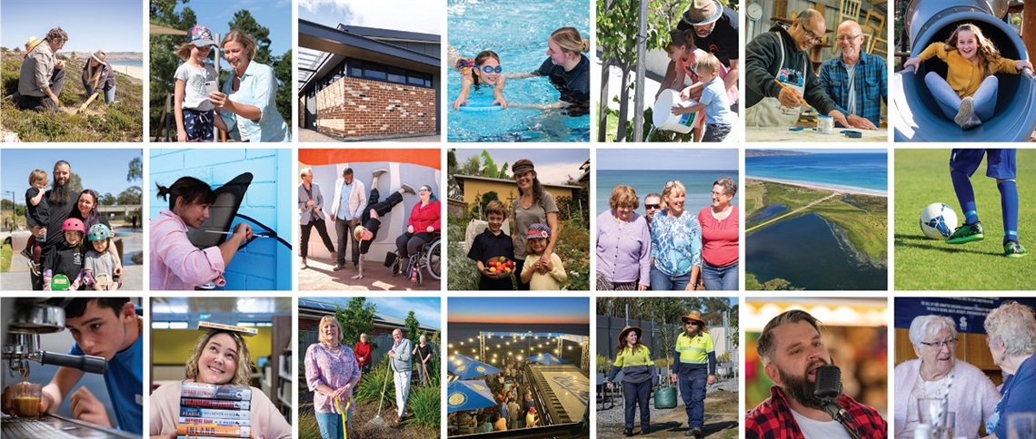 A collage of photographs showing people and places around the City of Onkaparinga.