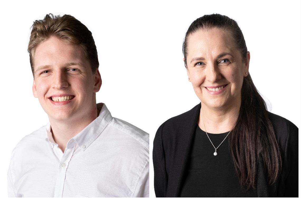 Smiling side-by-side portraits of Knox Ward councillors Colt Stafford (left) and Heidi Greaves (right) with a white background.