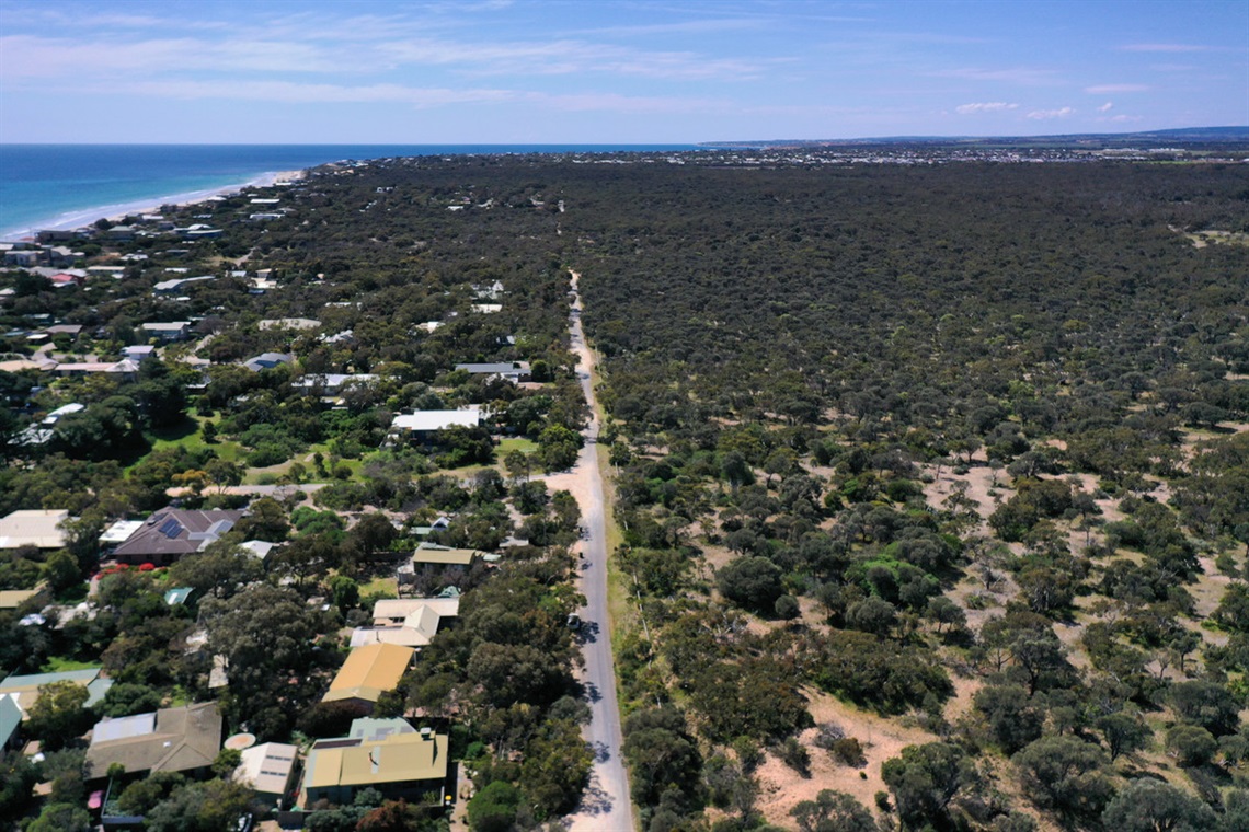 An aerial photo of the Aldinga Scrub.