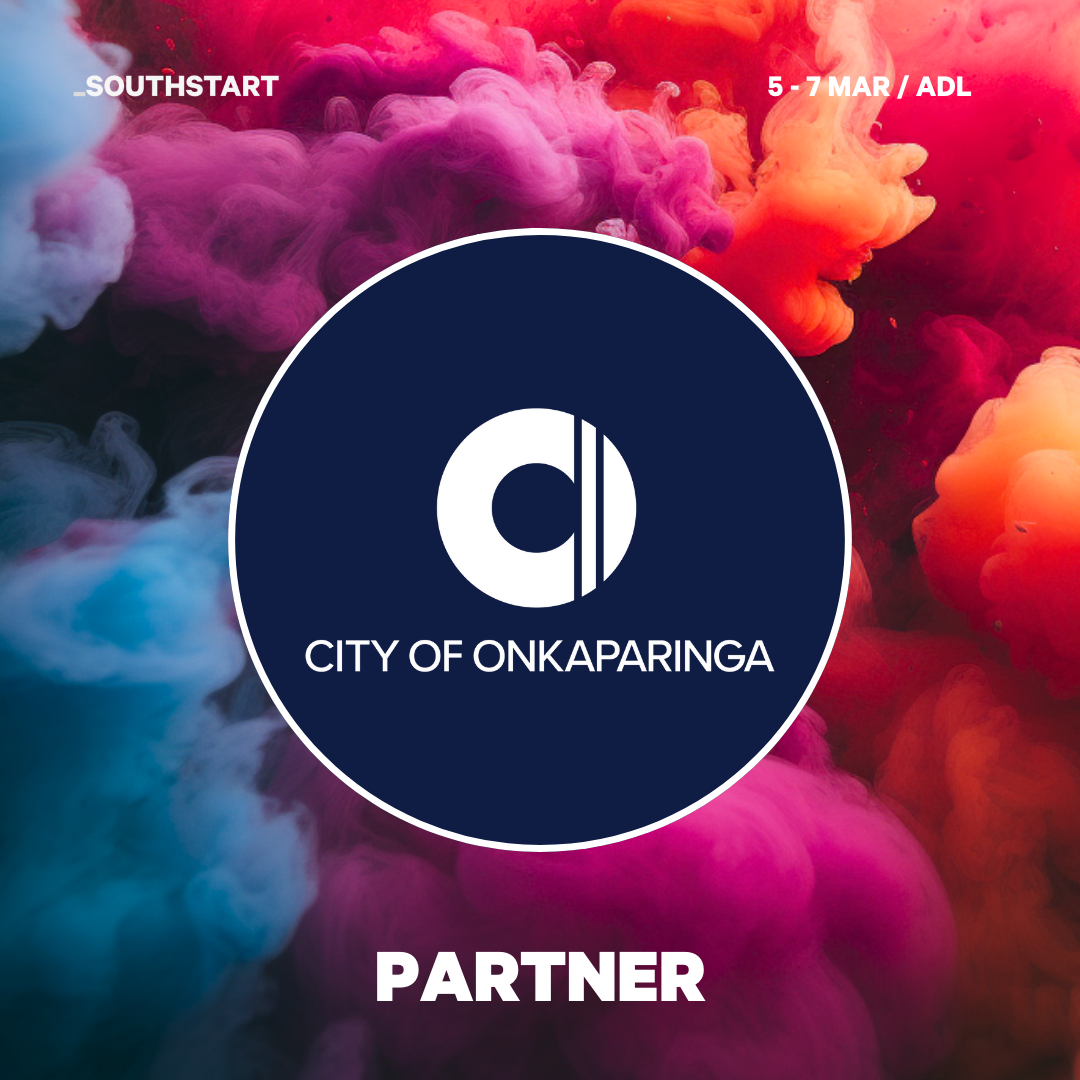 The City of Onkaparinga logo atop a Southstart branded image featuring multi-coloured smoke.