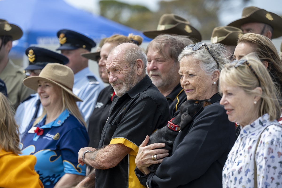 A group of community members watch on as the Aldinga War Memorial ceremony gets underway.
