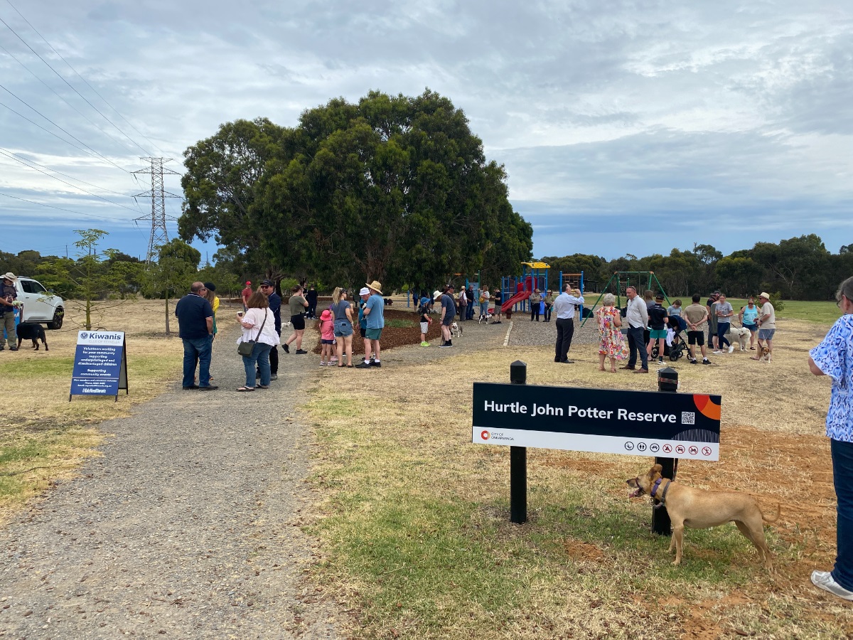 The entry sign to Hurtle John Potter Reserve.