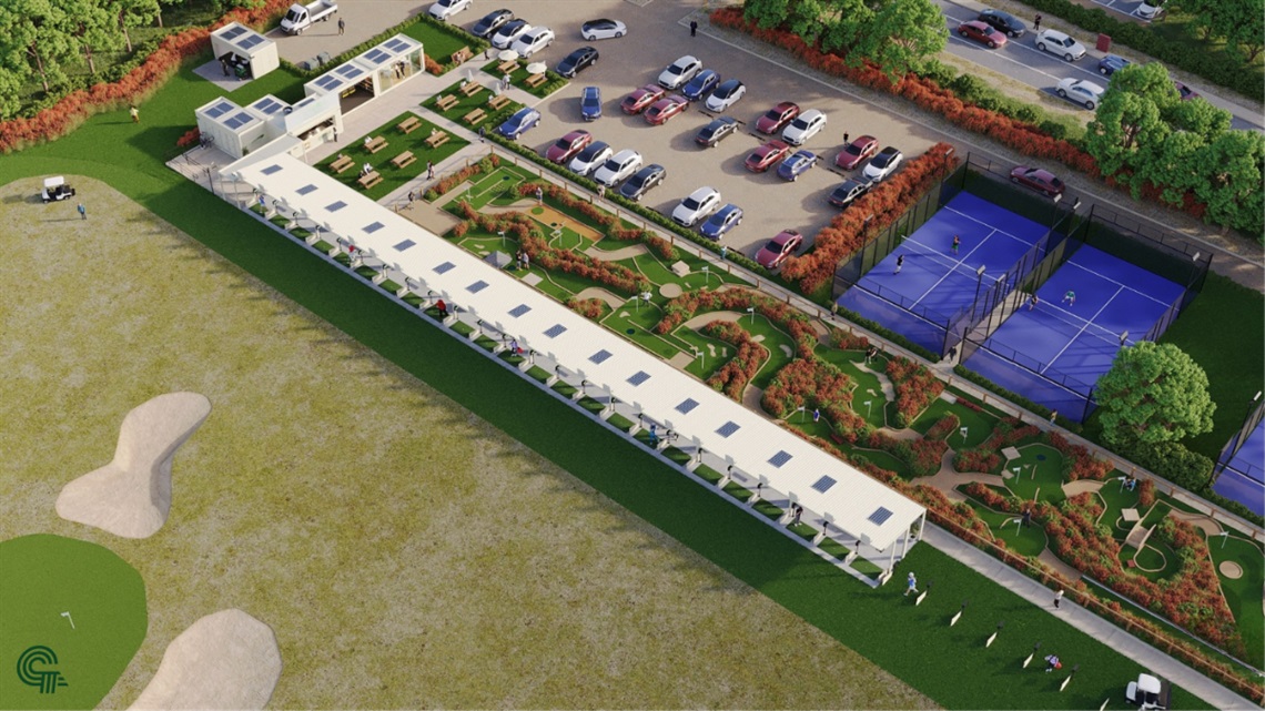 An artist impression of an aerial view of the proposed upgraded driving range at Port Noarlunga.