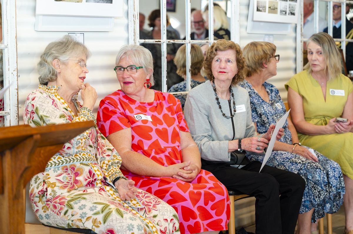 Attendees, including the Governor of SA and City of Onkaparinga Mayor Moira Were chat at the Port Willunga 175th annivesary event.