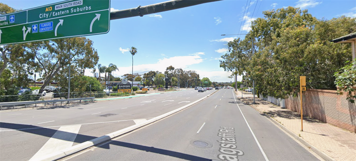 A Google Maps street view of a bus stop at Darlington that will soon receive a bus shelter.