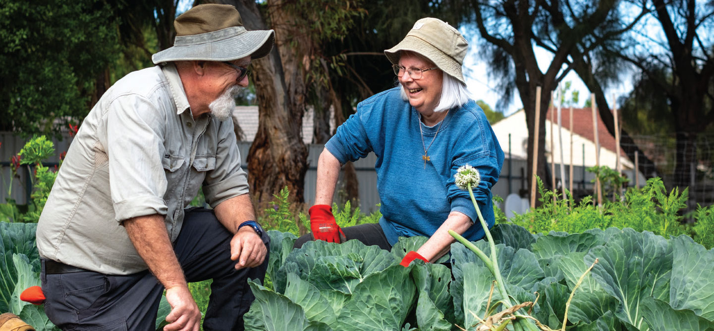 Deborah gets out in the garden with friends at Christie Downs’ Elizabeth House Positive Ageing Centre.
