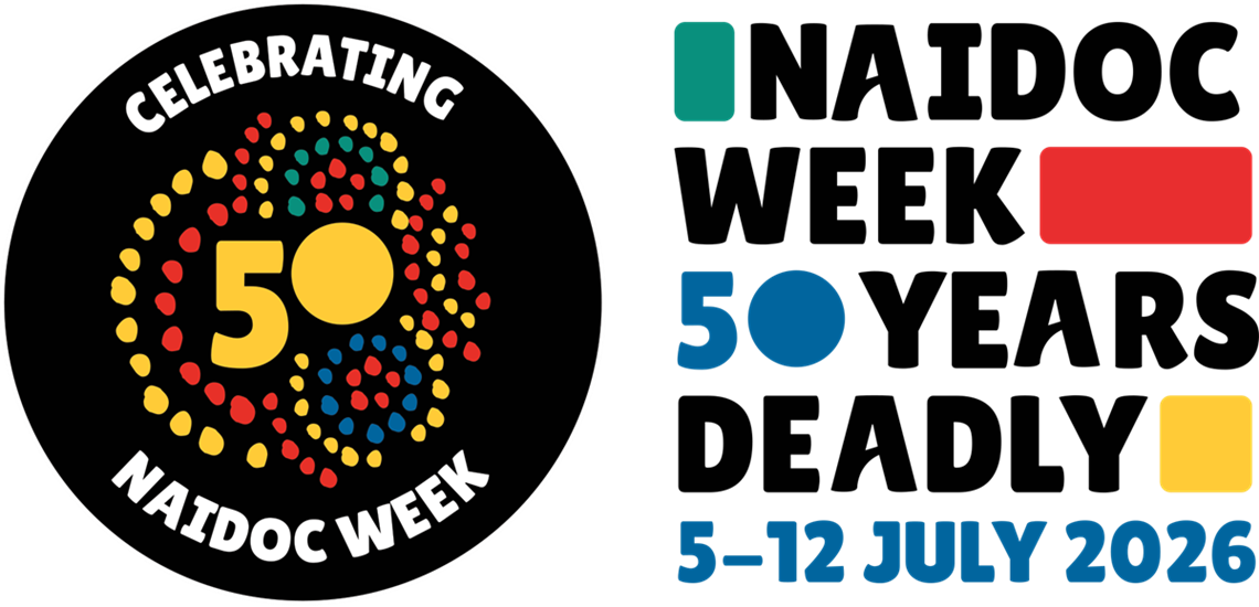 A NAIDOC Week logo that mentions it's celebrating 50 years in 2026.