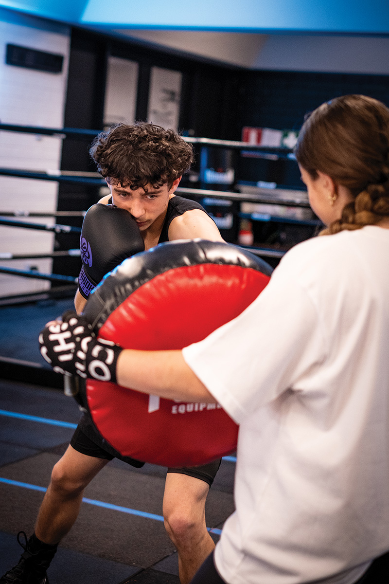 Alissa and Tyson working the pads.