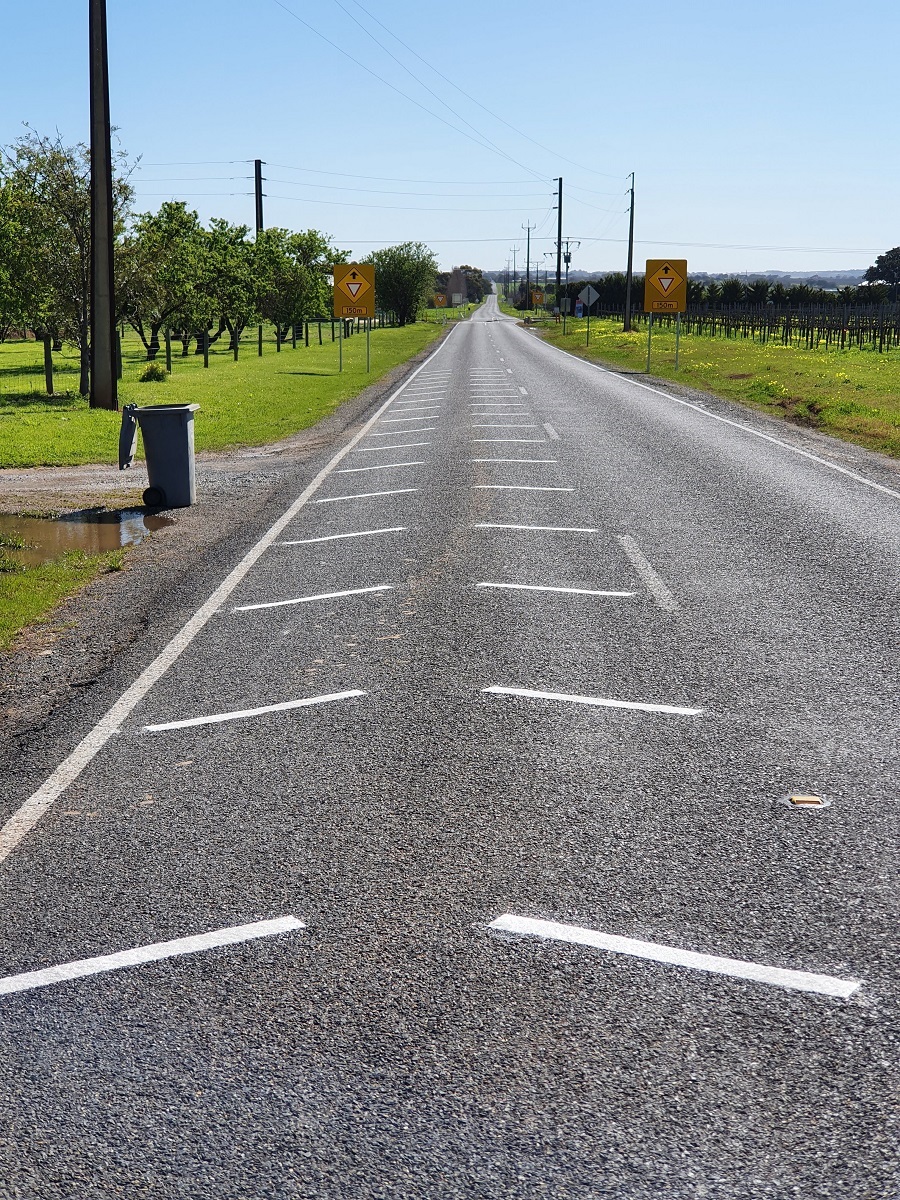 Images of the new transverse linemarking trial, which has been installed at five intersections.