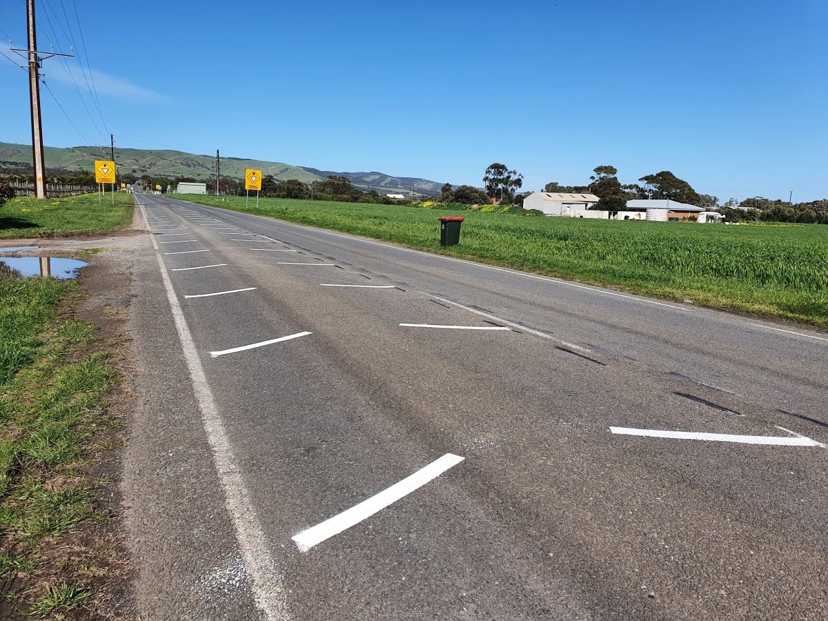 Images of the new transverse linemarking trial, which has been installed at five intersections.