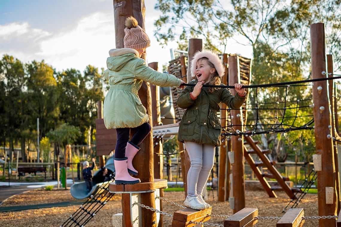 Children on playground at Wilfred Taylor Reserve