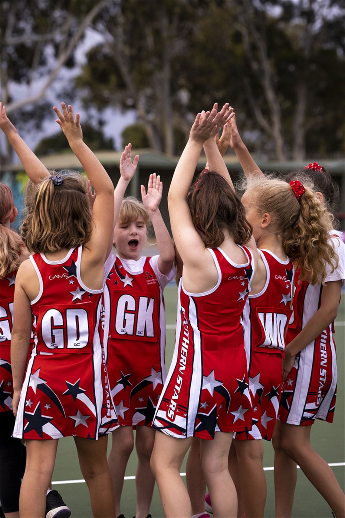 Young netball team celebrate victory