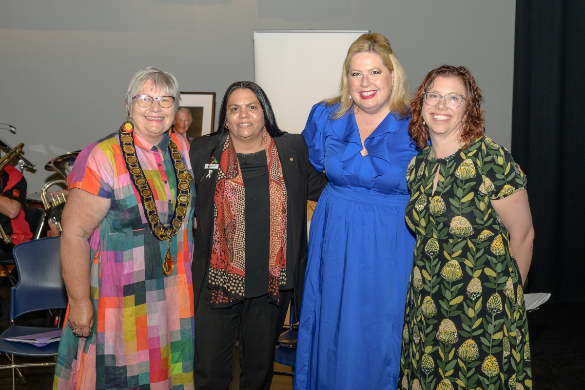 Mayor Moira Were smiles alongside Vicky Welgraven AM, Katrine Hildyard and Amanda Rishworth.
