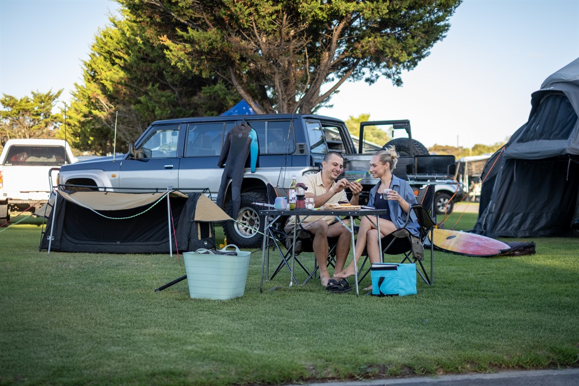 Isaac and Ellie set up camp ready for a weekend of fun and adventure
